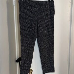NIC+ZOE Black Square Print Pants with Subtle Coral and White Dots